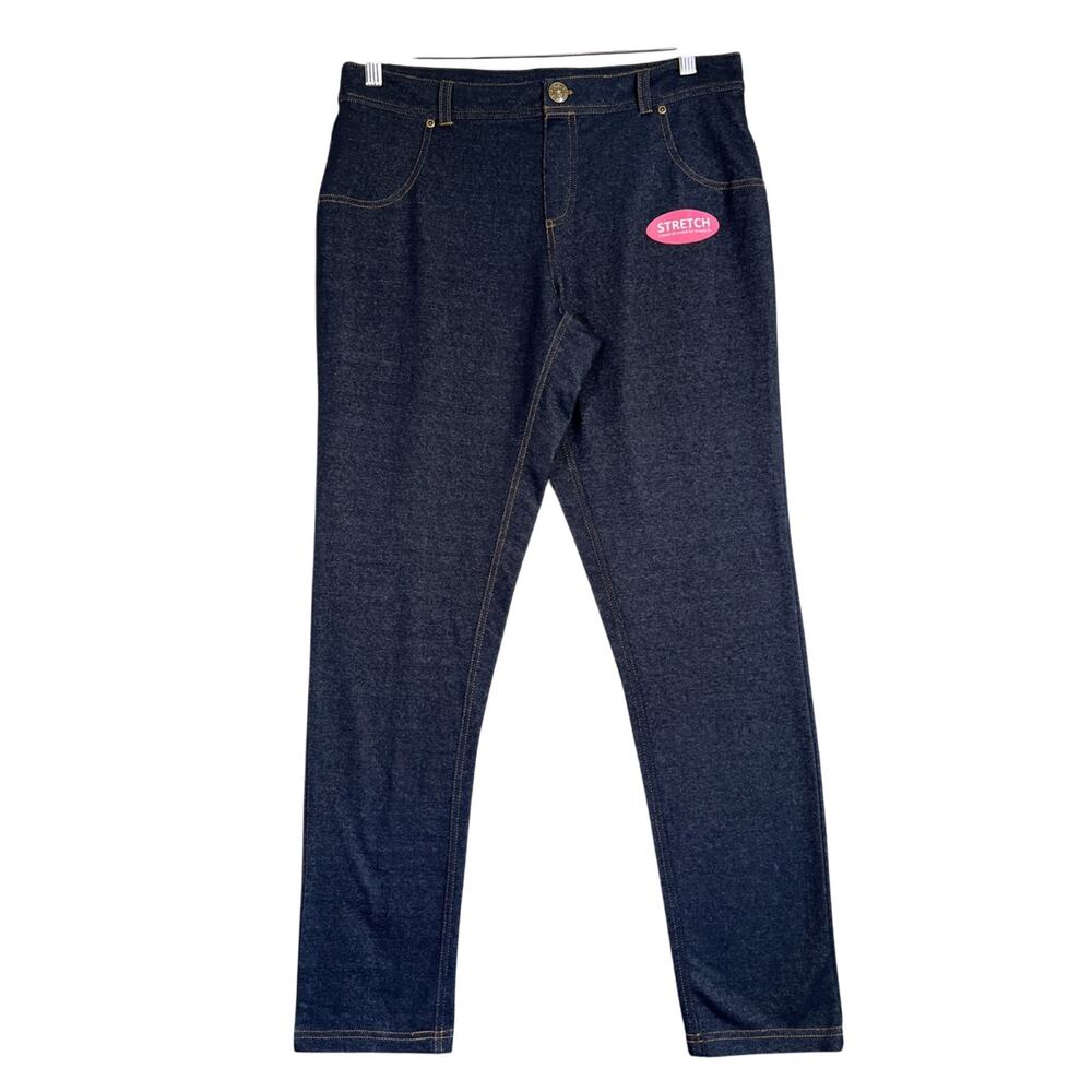Mix & Co. Women's 1X Dark Blue Denim Knit Pull On Stretch Knit Legging NEW